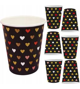Kubeczki papierowe GoDan 250ml/6szt - XOXO, Czarne