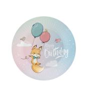 Talerzyki papierowe GoDan 18cm/6szt - Happy Birthday, Lisek