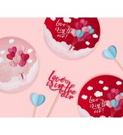 Talerzyki papierowe GoDan 18cm/6szt - Love Is In The Air, Różowe