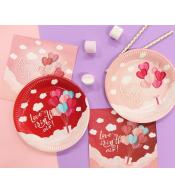 Talerzyki papierowe GoDan 18cm/6szt - Love Is In The Air, Różowe