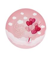 Talerzyki papierowe GoDan 18cm/6szt - Love Is In The Air, Różowe