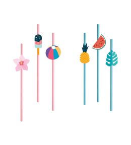 Słomki papierowe GoDan 6szt - Summer, Let's party