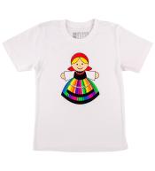 Koszulka dziecięca z krótkim rękawem Folkstar Biała - Łowiczanka 1l