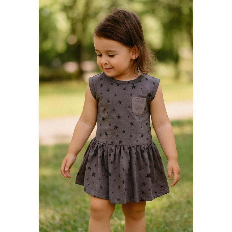 Sukienka dziewczęca Minoti szara w czarne gwiazdki rozmiar 3-4 lata