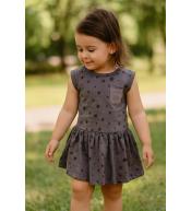 Sukienka dziewczęca Minoti szara w czarne gwiazdki rozmiar 3-4 lata