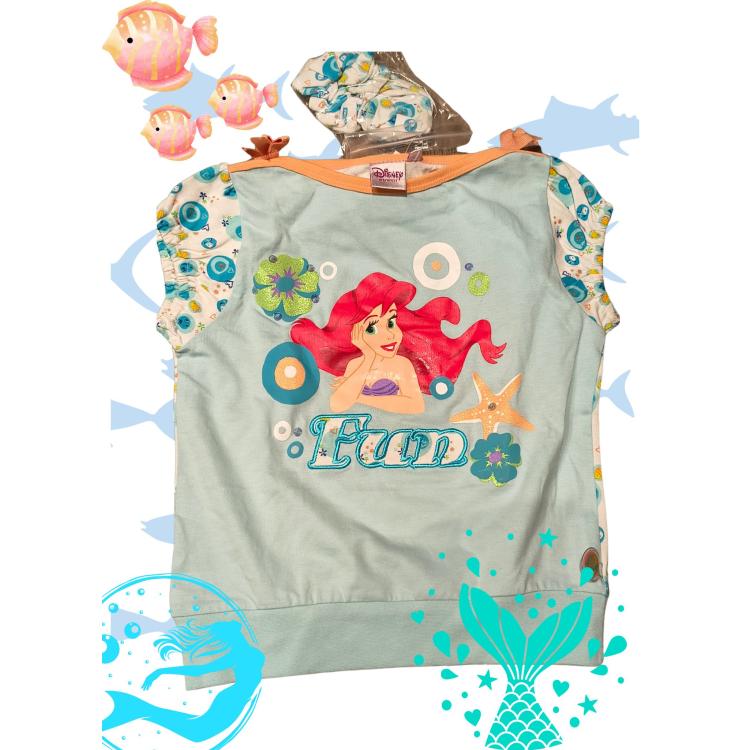 Koszulka dziewczęca Disney z Arielką Małą Syrenką, rozmiar 5 lat / 110 cm, kolorowa grafika, krótki rękaw