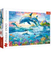 Puzzle Trefl Premium Quality 1500 el. - Rodzina delfinów ---uszkodzone opakowanie---