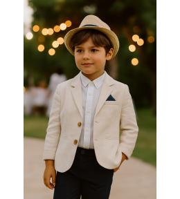 Elegancka, chłopięca letnia marynarka z domieszką lnu 128 cm