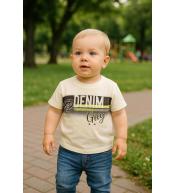 Boboli kremowa koszulka z nadrukiem dla chłopca 12 miesięcy