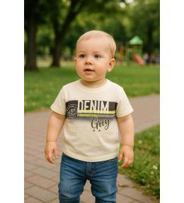 Boboli kremowa koszulka z nadrukiem dla chłopca 12 miesięcy