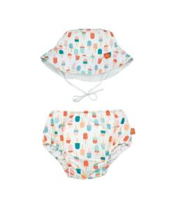 Lassig Zestaw kapelusz i majteczki do pływania z wkładką chłonną Ice Cream UV 50+ 6 m-cy