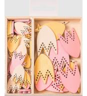 Dekoracje drewniane tulipany 54 szt. mix kolorów 25–42 mm