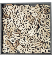 Drewniane litery alfabet 45 szt. zestaw w pudełku