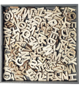 Drewniane litery alfabet 45 szt. zestaw w pudełku