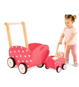 Janod Framboisine Drewniany Wózek dla Lalek Róż