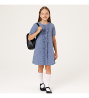 Sukienka galowa dziewczęca pepitka 122 z falbanką