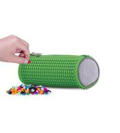 Okrągły Piórnik PIXIE CREW Szary z Zielonym Panelem + 100 Pikseli