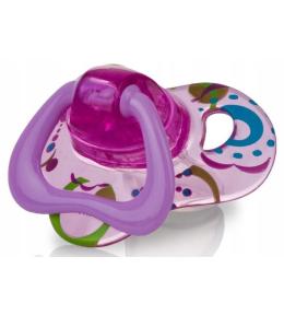 Nuby Smoczek silikonowy 6m+ - Foioletowy | Bezpieczny, wentylowany i masujący