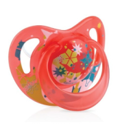 Nuby Smoczek ortodontyczny silikonowy - Czerwony | Masujące guzki i wentylowana tarczka 6-18m