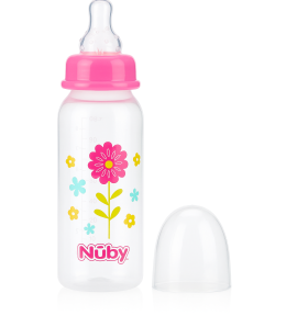 Butelka Nuby Dekor 240ml - Kwiatek | Kolorowa, antykolkowa i szczelna