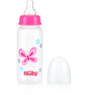 Butelka Nuby Dekor 240ml - Motylek | Kolorowa, antykolkowa i szczelna