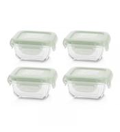 Miniland pojemniki szklane kwadratowe 4x160ml - zielone