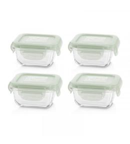 Miniland pojemniki szklane kwadratowe 4x160ml - zielone